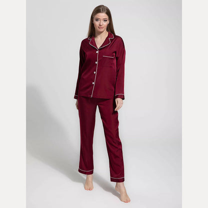 SILK NIGHT SUIT - MAROON