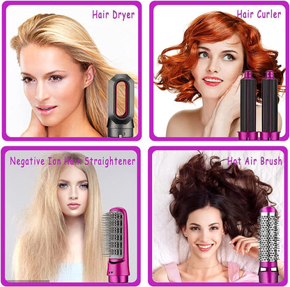 5 In 1 Hair Dryer Straightener Curler Electric Hair Comb Hair Curling Wand Detachable Brush