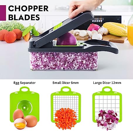 Vegetable Chopper, Onion Chopper, Mandolin Slicer, Pro 14in1 professional food Chopper multifunctional Vegetable Chopper and Slicer, Dicing Machine, Adjustable Vegetable Cutter With Container