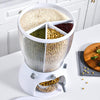 4-Partition 360° Rotatable Table Top Grain/Rice Dispenser Grocery Organizer 10Kg Capacity