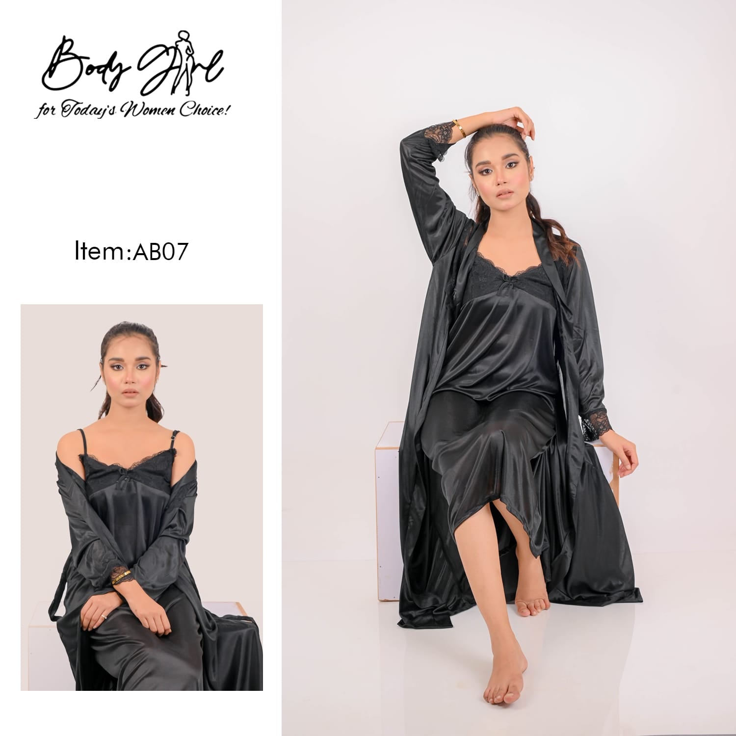 Body Girl Black Nighty 3pcs