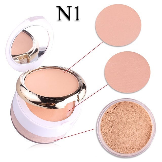 3 IN 1 3D Miss Rose Pearl Whitening Compact & Loose Powder