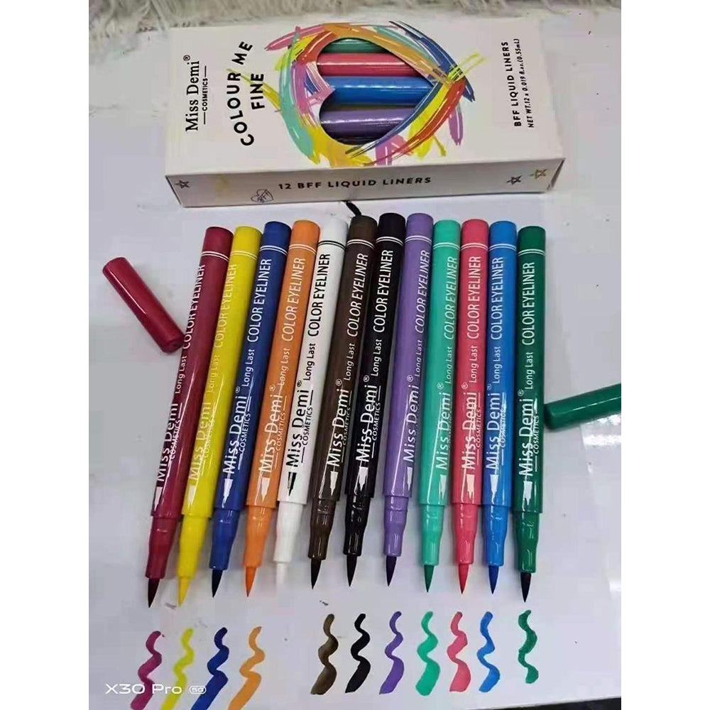 12PCS Miss Demi Matte Color Eyeliner