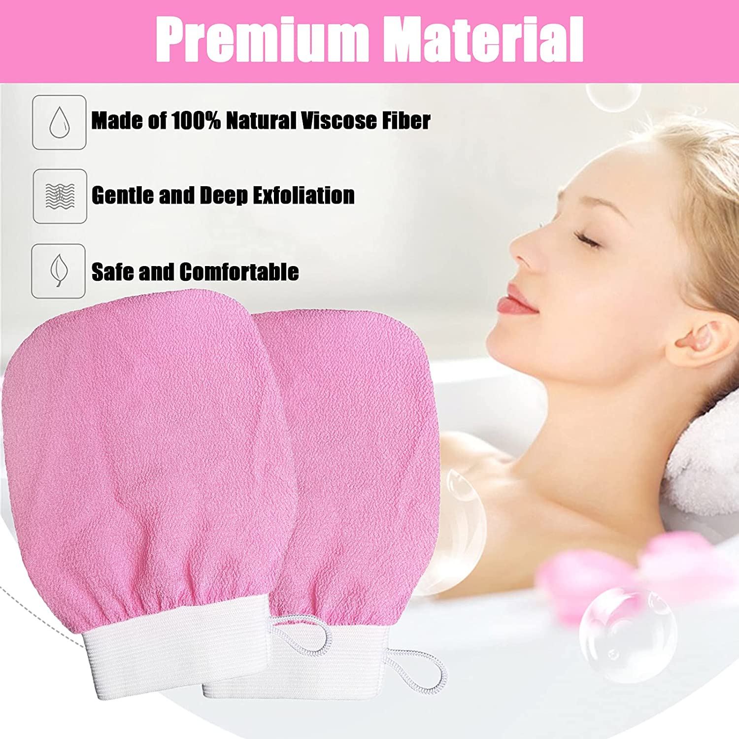 Exfoliating Glove Dead Body Scrubber, Deep Exfoliating Mitt for Body, Stimulates Blood Flow for Youthful Glow