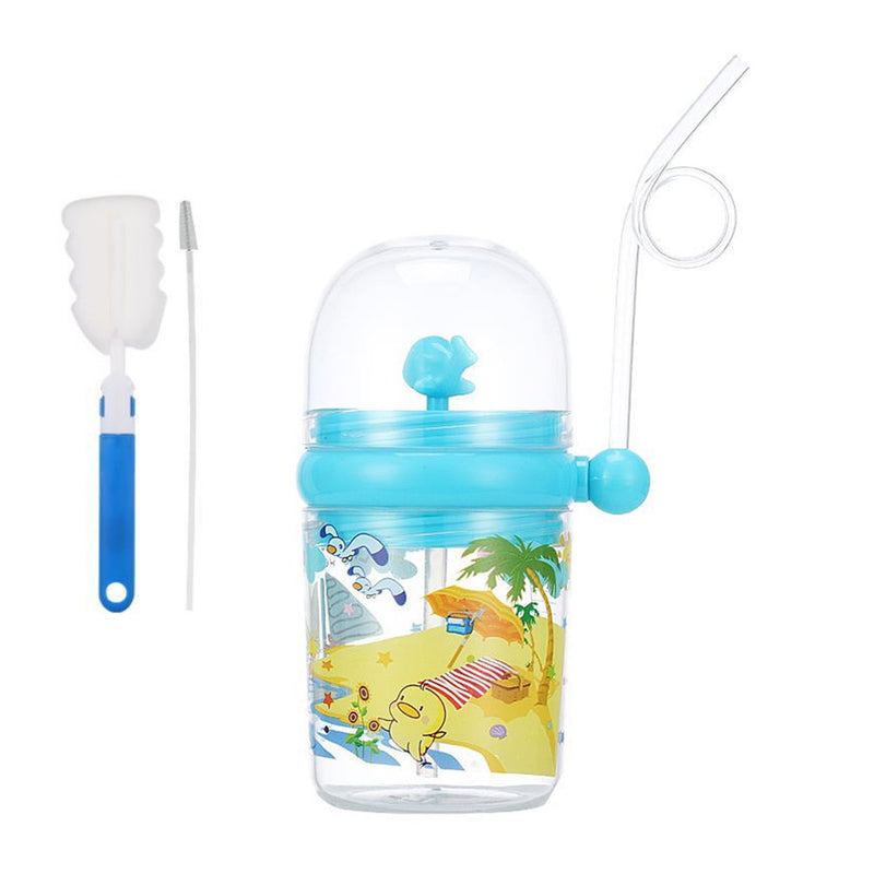 Cartoon Whale Spray Water Kids Feeding Cup Drink Bottle Mug with Straw 250ml