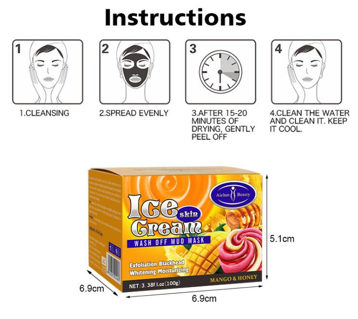 Aichun Beauty Ice Cream Wash Off Mud Mask 100g Mango