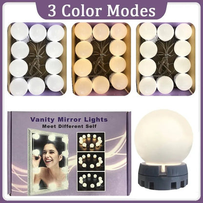VANITY MAKE-UP MIRROR LIGHTS 10 STRIP LED LIGHTS (IN 3 COLOR VARIATION)
