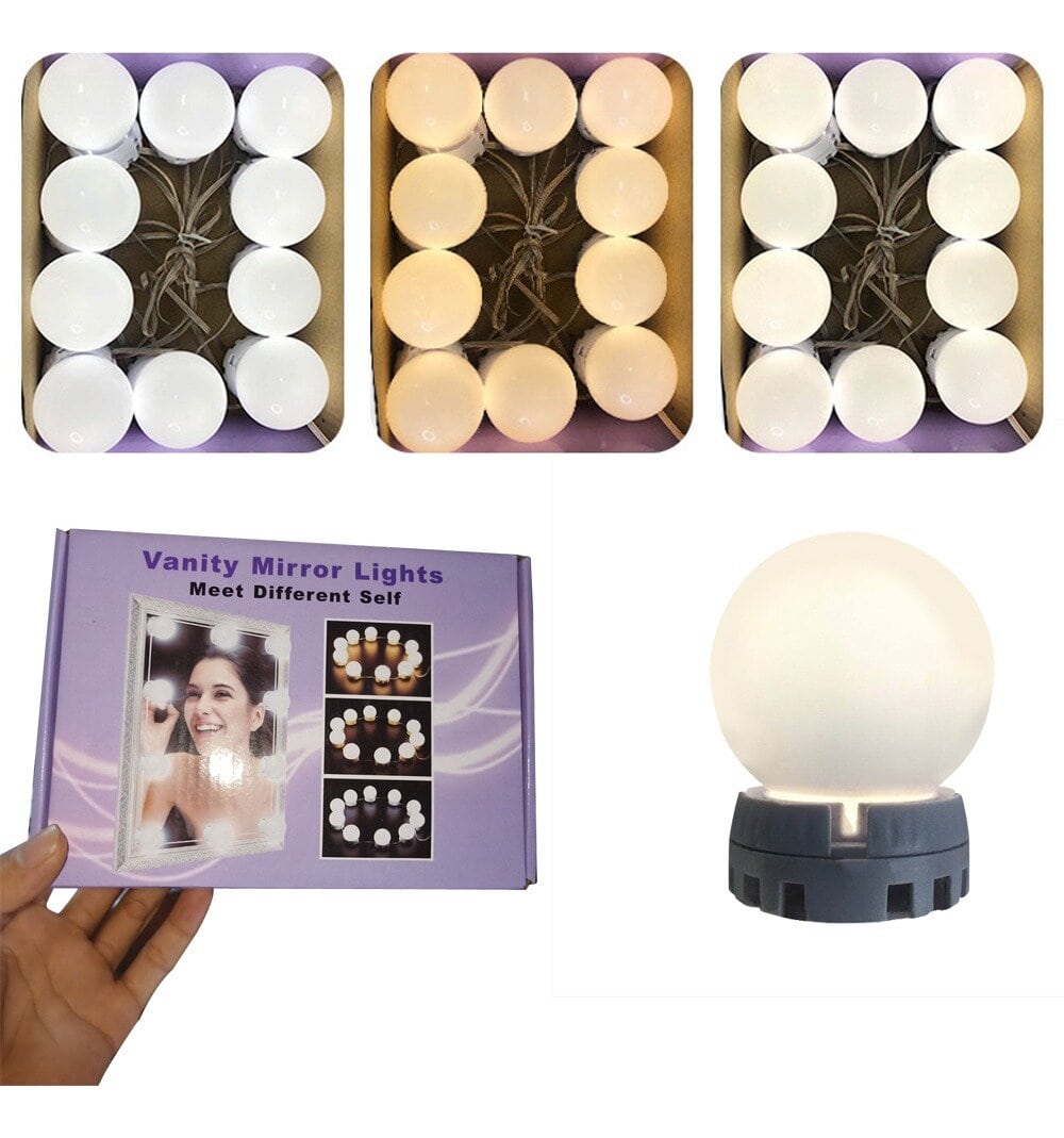 VANITY MAKE-UP MIRROR LIGHTS 10 STRIP LED LIGHTS (IN 3 COLOR VARIATION)