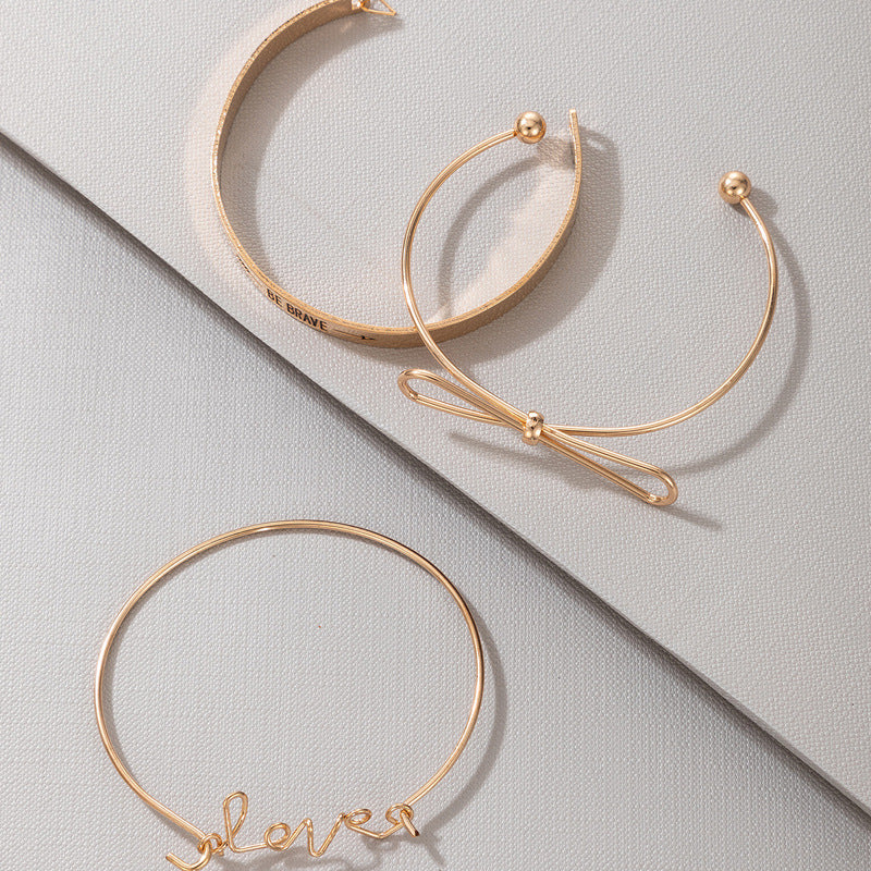 Fashion Jewelry 3 Pcs Golden Bracelet Set
