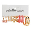 Fashion Jewellery 5 Pcs Earring Card gold & Pink