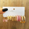 Fashion Jewellery 5 Pcs Earring Card gold & Pink