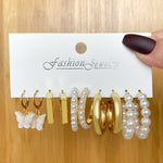 Fashion Jewellery 5 Pcs Earrings Card Golden color