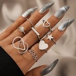 Fashion Jewellery 8 Pcs Silver Geometric Ring