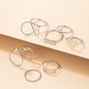 Fashion Jewellery 8 Pcs Silver Geometric Ring