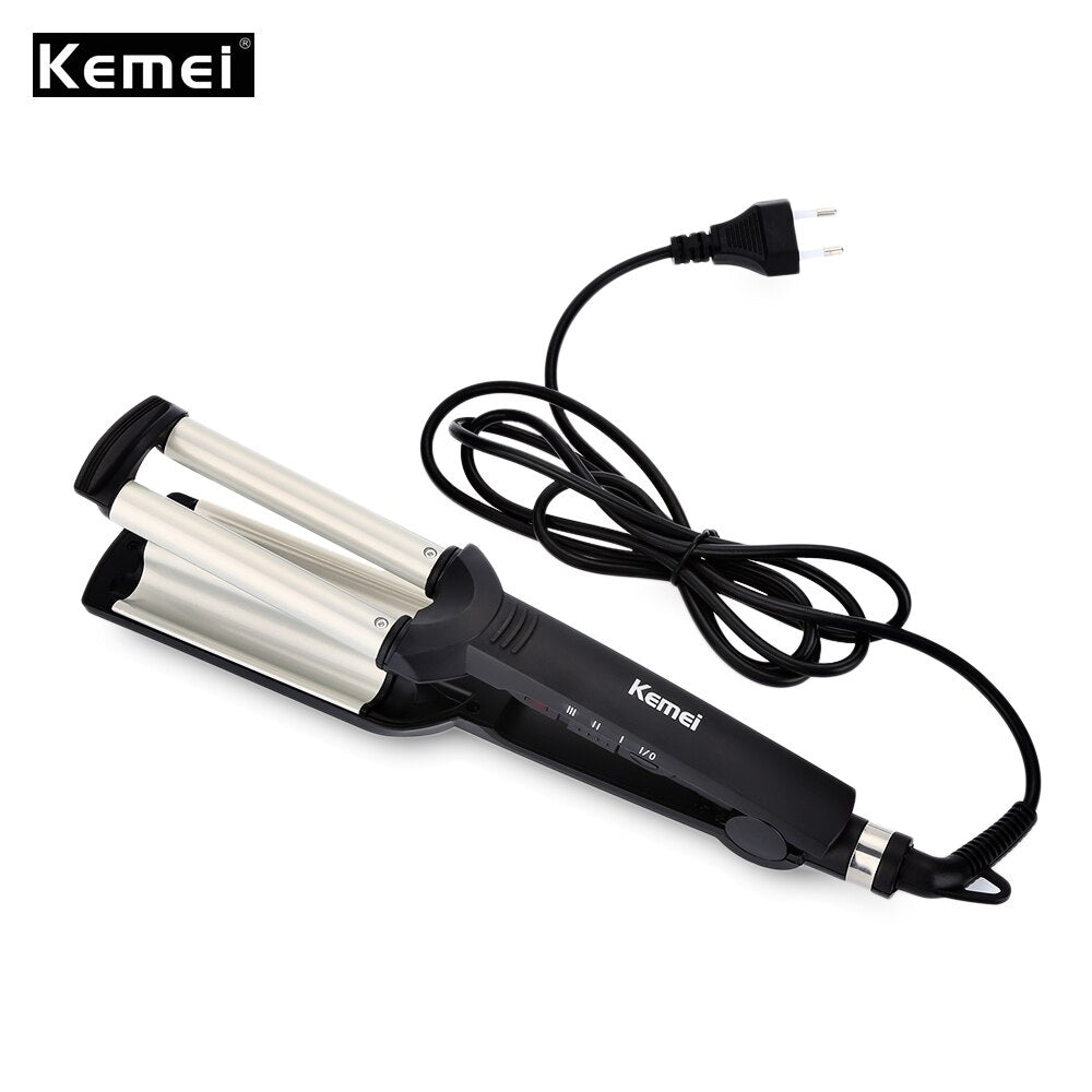 Kemei KM-2022 Hair Curling Ceramic 3 Barrel Clamp Curler