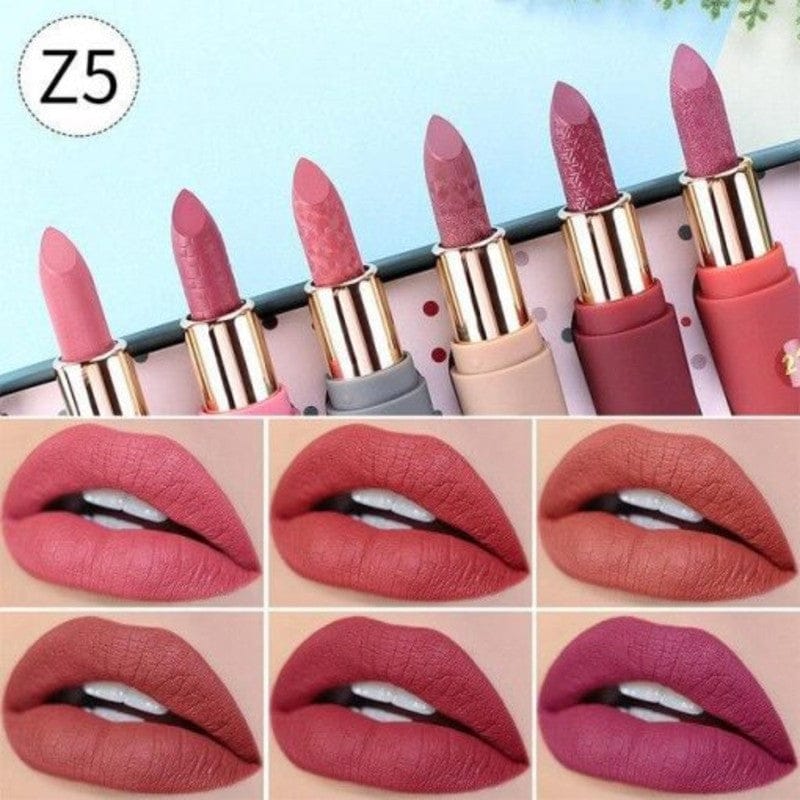 Miss Rose 6 Color Velvet Matte Lipstick  - Set Of 6pcs