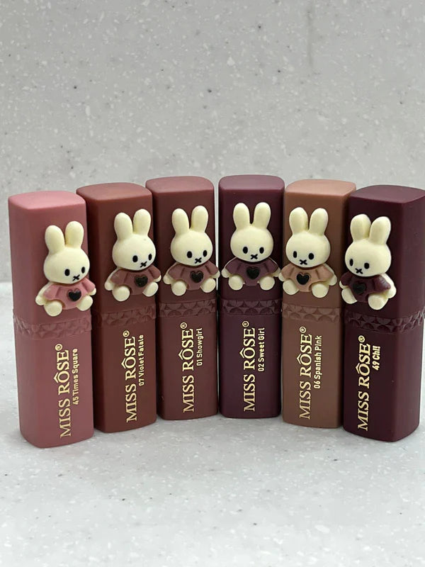 Miss Rose Pack Of 6 Semi Matte Bear Lipstick Set