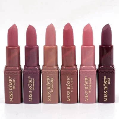 Miss Rose Pack Of 6 Semi Matte Bear Lipstick Set