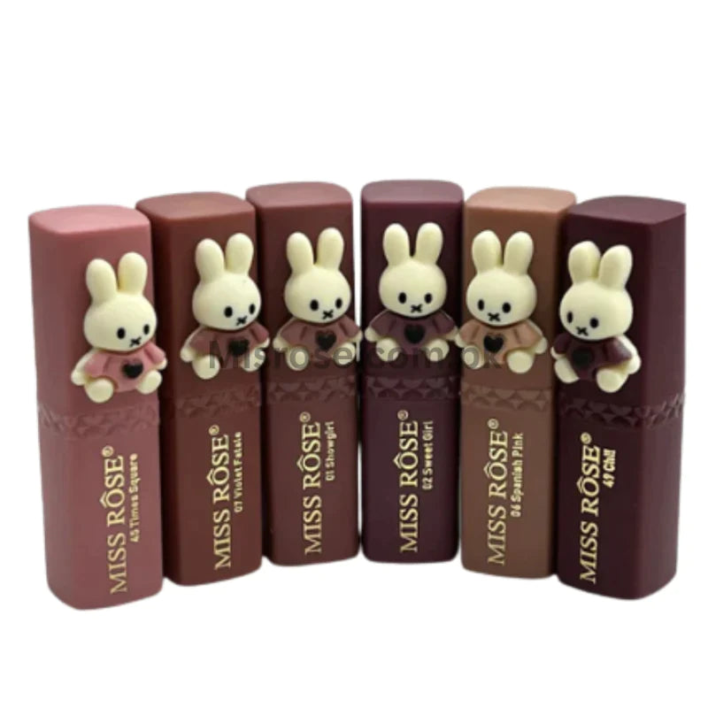 Miss Rose Pack Of 6 Semi Matte Bear Lipstick Set