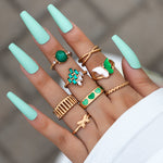 Fashion Jewellery 8 Pcs Ring Set Purple