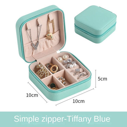 Portable Jewelry Storage Box Organizer Leather