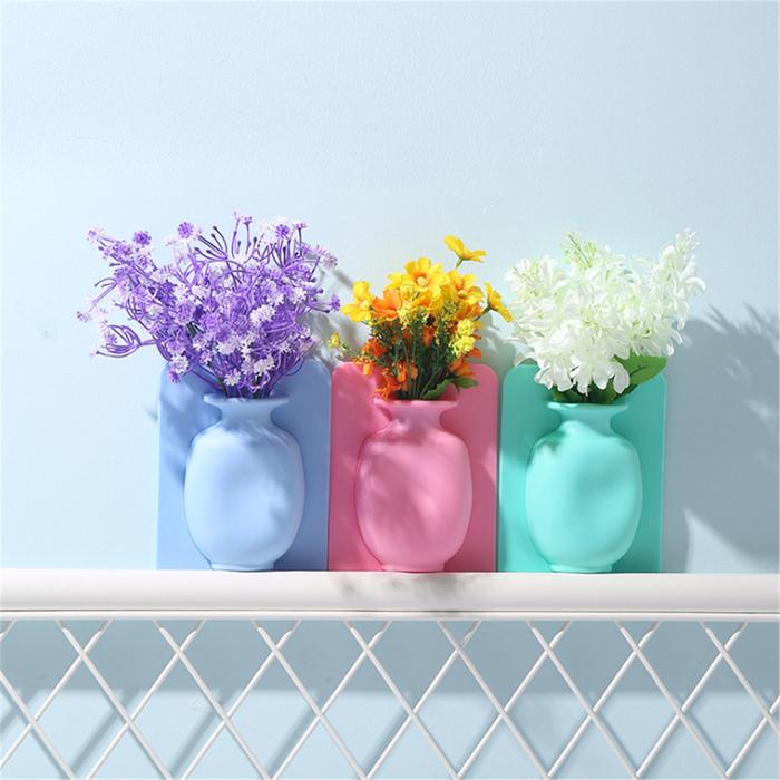 Silicone Flower Vase Self-Adhesive Home Decoration PACK OF 3