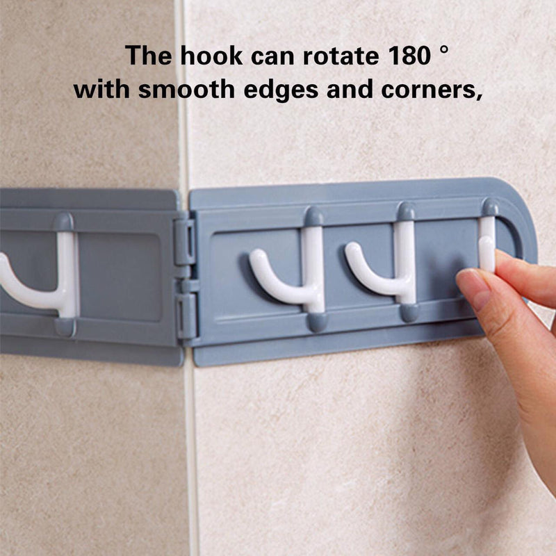 Wall-Mounted Corner Wall Hook, Multi-Functional Six Hooks Rack, Space-Saving Kitchen Bathroom Hanger