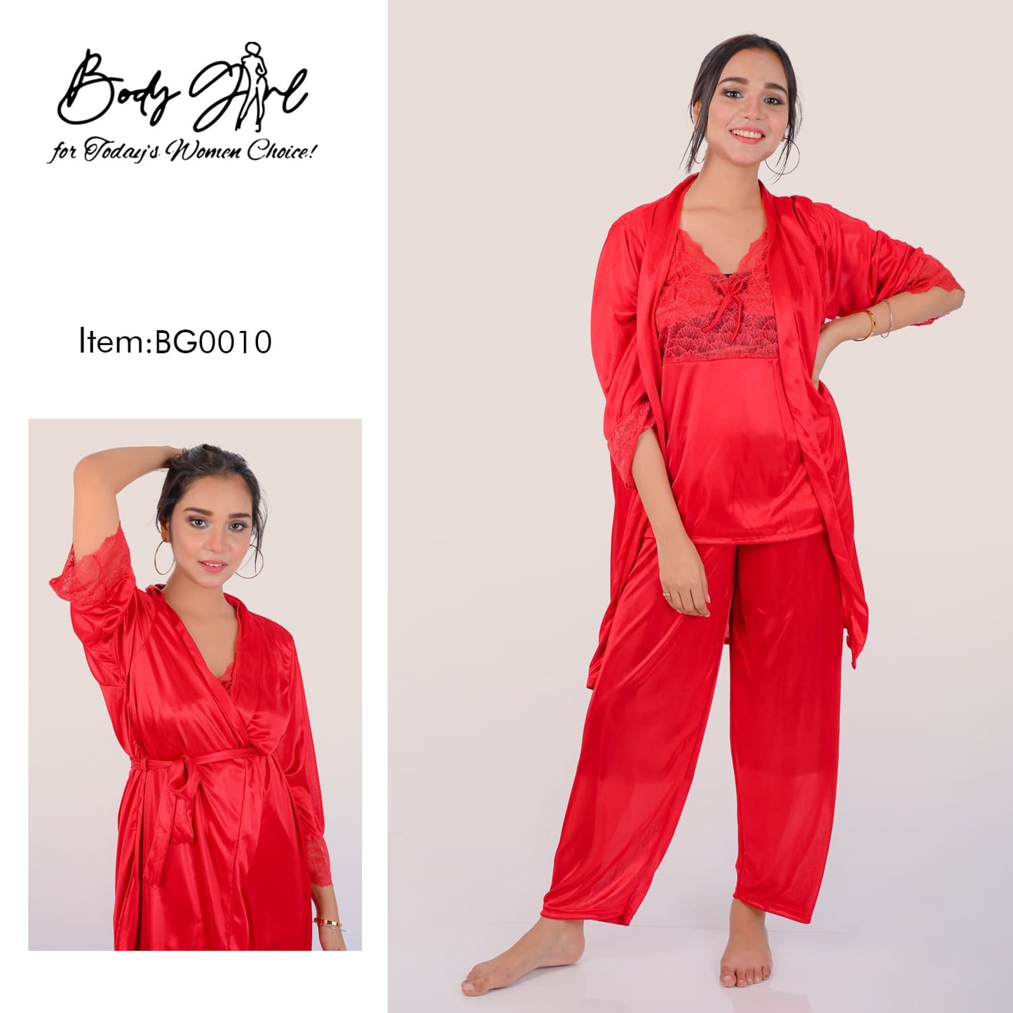 Body Girl Luxe Dreams Red Nighty 3pcs