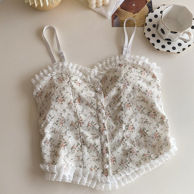 She Zaib Korean Padded Lace Camisole Bra Free Size