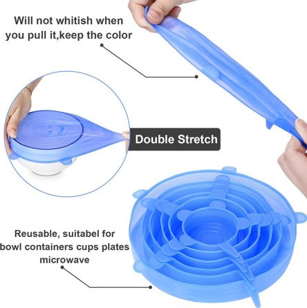 Silicon Stretchable Lids for Containers Pack of 6