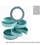 Multilayer Rotating Plastic Jewelry Organizer With Mirror, Earrings Display Stand, Small Accessories Storage Box