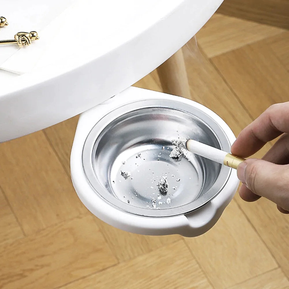 Stainless Steel Undertable Ashtray, Rotatable Self Adhesive Ashtray