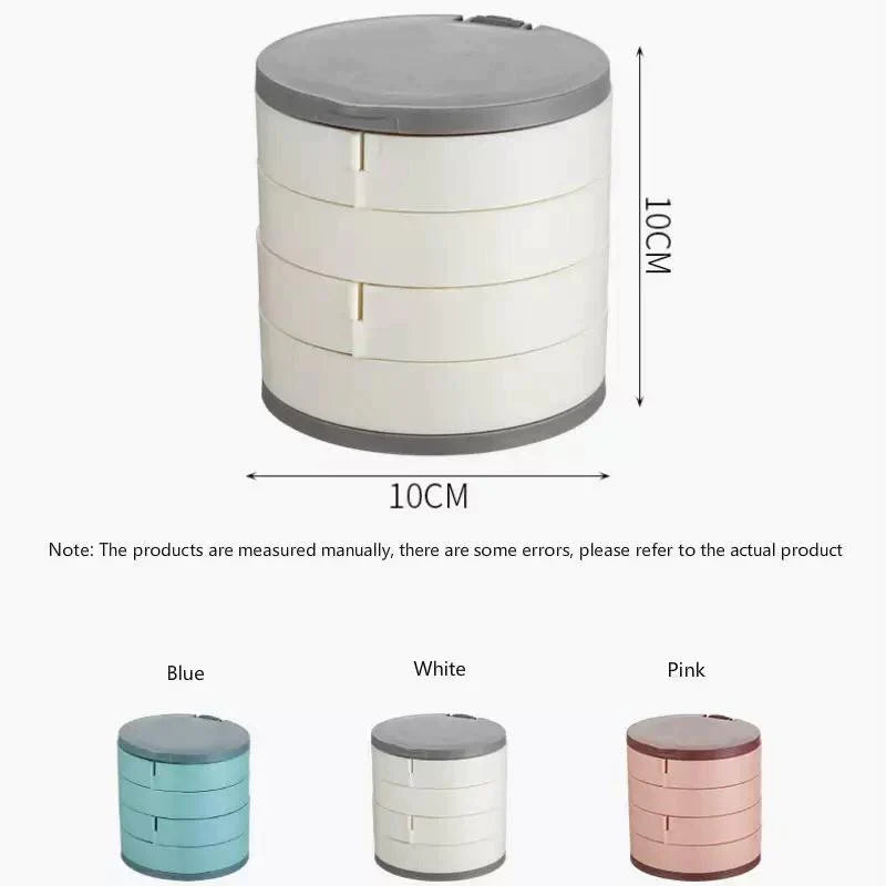 Multilayer Rotating Plastic Jewelry Organizer With Mirror, Earrings Display Stand, Small Accessories Storage Box