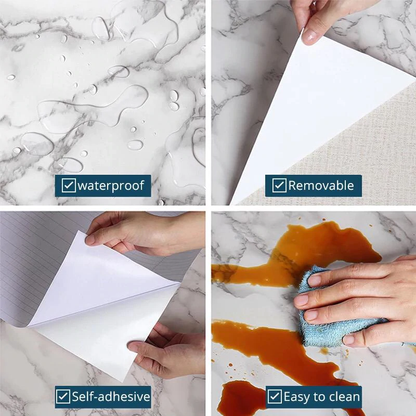 PVC Waterproof Marble Wallpapers Self Adhesive Wallpaper Kitchen Cabinets Countertop Stickers