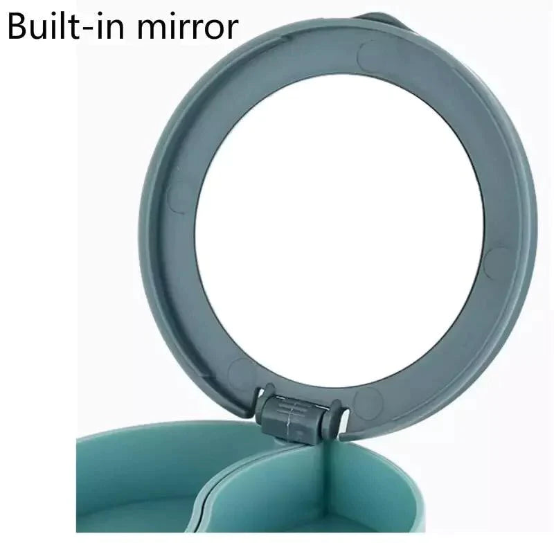 Multilayer Rotating Plastic Jewelry Organizer With Mirror, Earrings Display Stand, Small Accessories Storage Box