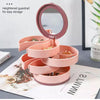 Multilayer Rotating Plastic Jewelry Organizer With Mirror, Earrings Display Stand, Small Accessories Storage Box