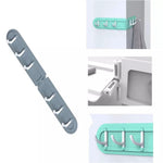 Wall-Mounted Corner Wall Hook, Multi-Functional Six Hooks Rack, Space-Saving Kitchen Bathroom Hanger