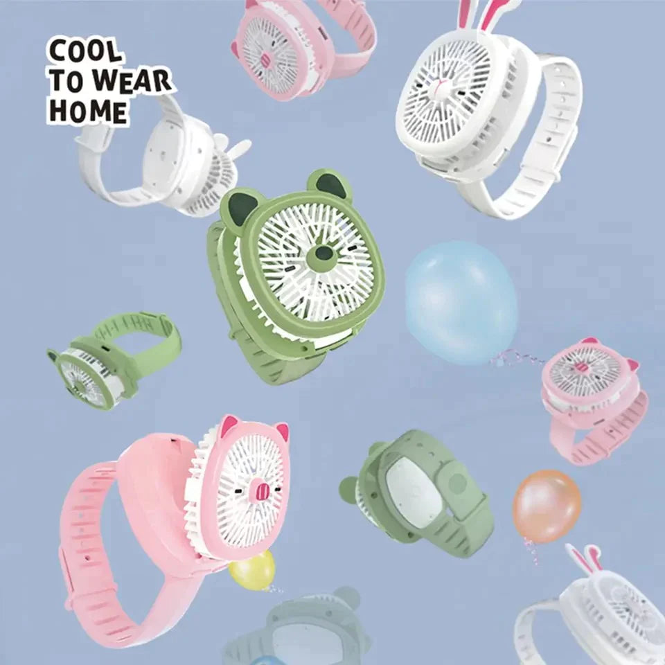 Mini USB Rechargeable Fan Cartoon Watch Cute Fan For Kids