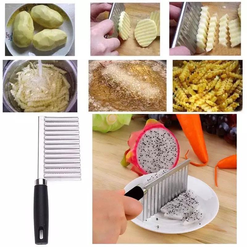 Stainless Steel Wavy Knife, Multi functional Potato Knife, Potato Slicer
