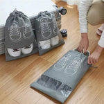 Grey Non-Woven Fabric Dustproof Shoe Storage Bag Pack Of 3