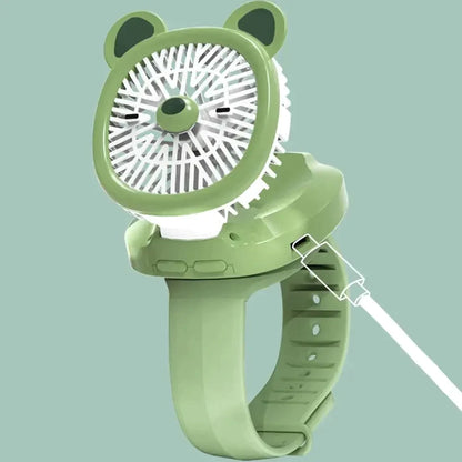 Mini USB Rechargeable Fan Cartoon Watch Cute Fan For Kids