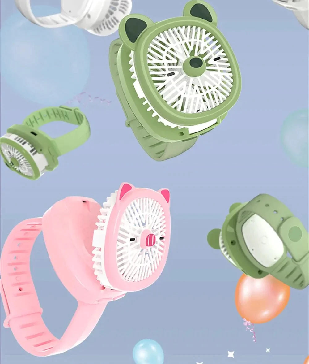 Mini USB Rechargeable Fan Cartoon Watch Cute Fan For Kids