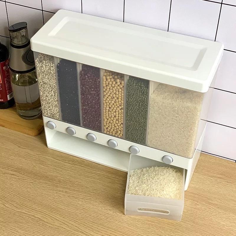 10 kg Cereal Dispenser, Wall-Mounted Dry Food Dispenser, Cereal Food Storage Container, Kitchen Storage Tank