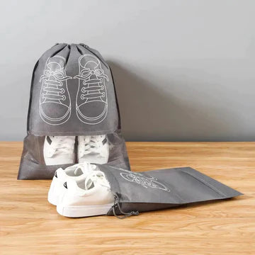 Grey Non-Woven Fabric Dustproof Shoe Storage Bag Pack Of 3