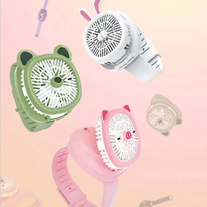 Mini USB Rechargeable Fan Cartoon Watch Cute Fan For Kids