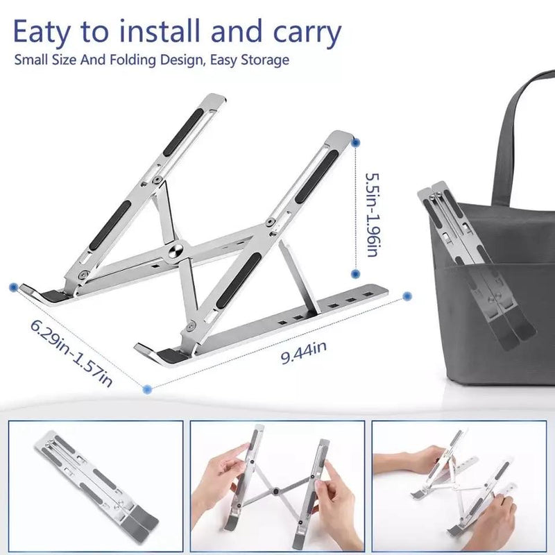 Adjustable Laptop Stand, Steel and Plastic Laptop Holder, 6 Levels Height Adjustment Laptop Holder