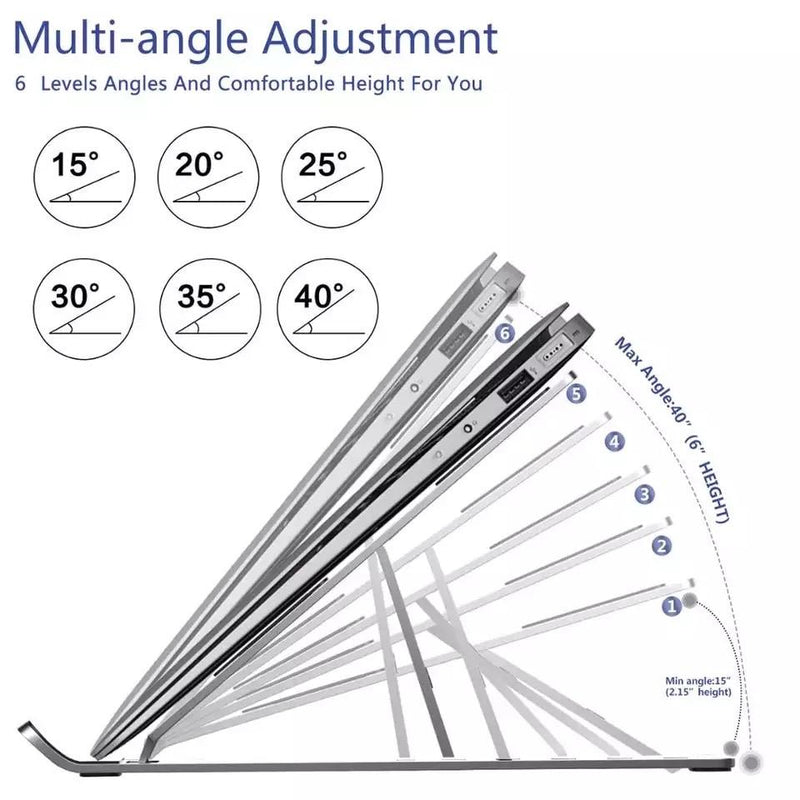 Adjustable Laptop Stand, Steel and Plastic Laptop Holder, 6 Levels Height Adjustment Laptop Holder