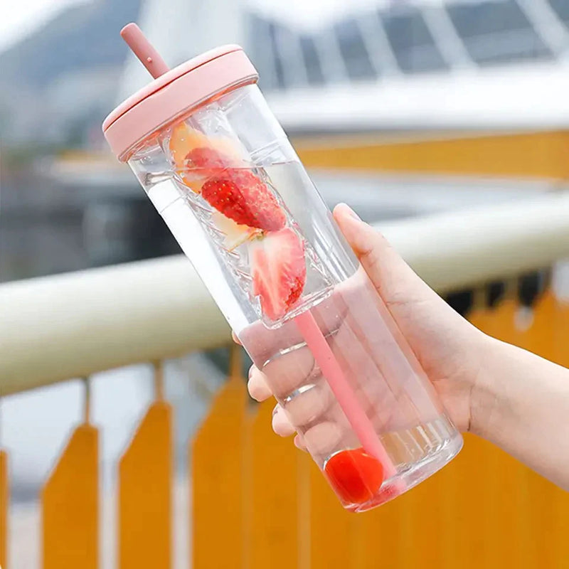 Acrylic Infusing Bottle 700ML Portable Plastic Water Bottle With Straw