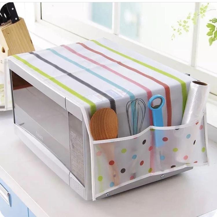 Microwave Dust Cover, Top Cover With 4 Storage Pockets, Microwave Protector